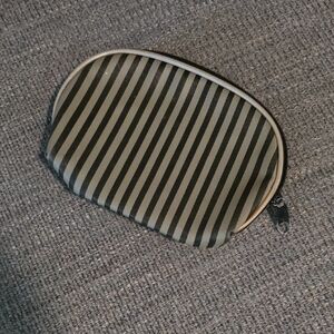 Striped, Black and Gray Toiletry / Make up Bag